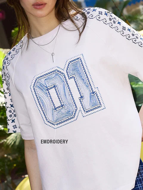 Floral Varsity Women Oversized T-Shirts