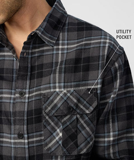 Plaid Greyscale Men Utility Shirts