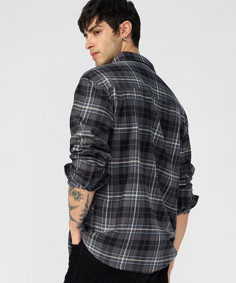 Plaid Greyscale Men Utility Shirts