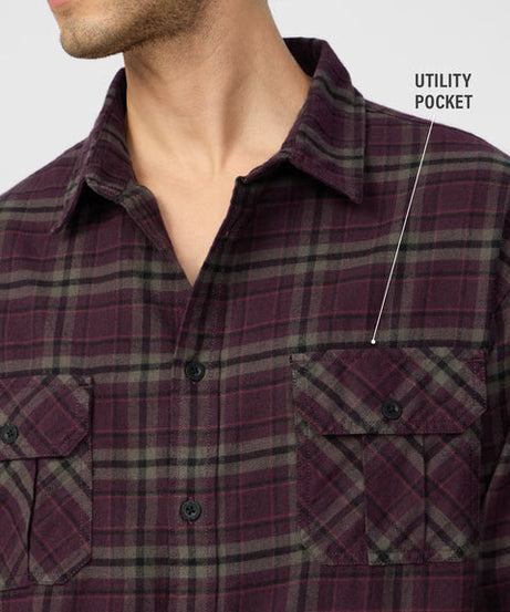 Plaid Autumn Men Utility Shirts