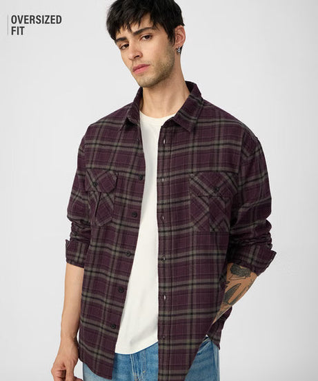 Plaid Autumn Men Utility Shirts