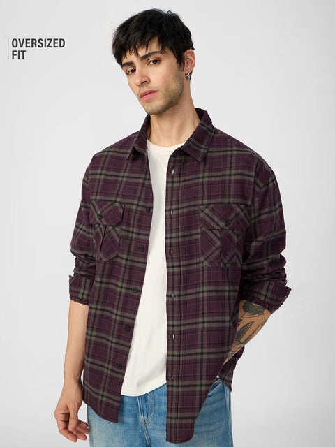 Plaid Autumn Men Utility Shirts