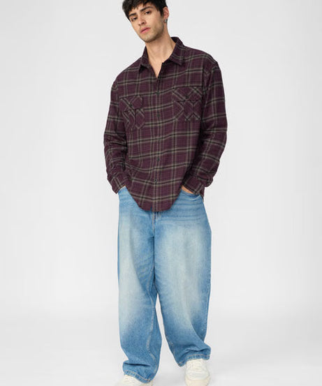 Plaid Autumn Men Utility Shirts