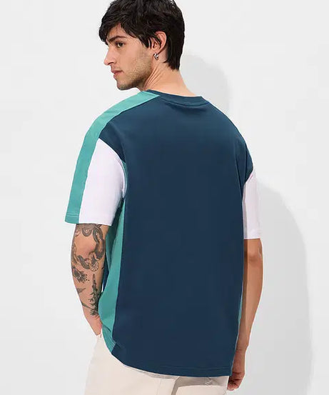 Colourblock Deep Sea Blue Oversized T-Shirts