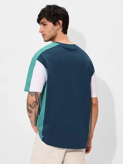 Colourblock Deep Sea Blue Oversized T-Shirts