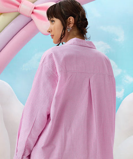 Hello Kitty Very Plaid Women Boyfriend Shirts