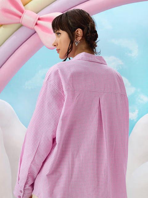 Hello Kitty Very Plaid Women Boyfriend Shirts