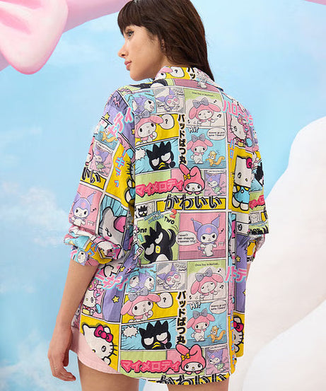 Hello Kitty Comic Strip Women Boyfriend Shirts