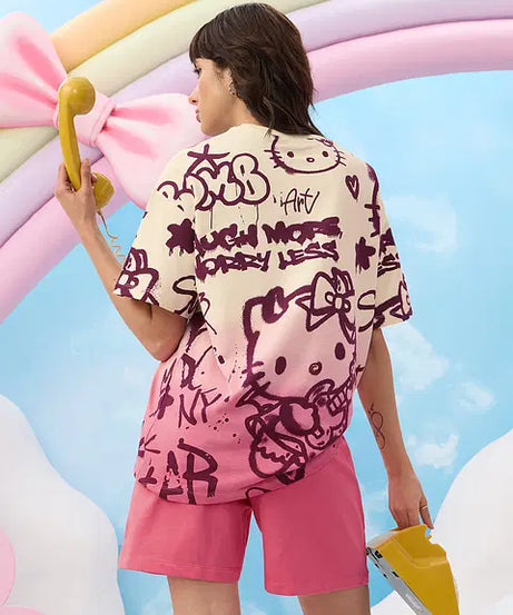 Hello Kitty Laugh More Women Oversized T-Shirts