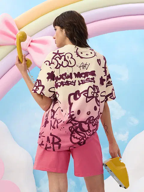 Hello Kitty Laugh More Women Oversized T-Shirts