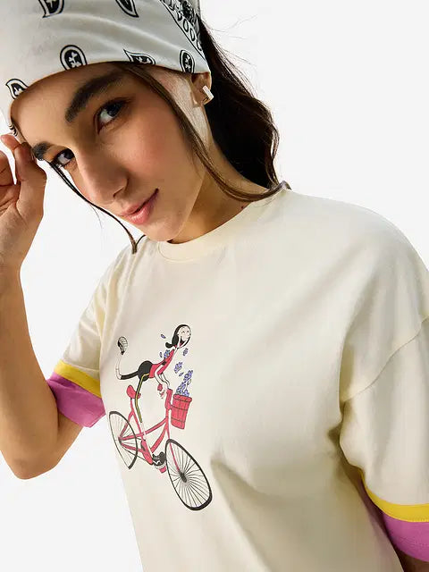 Wildly Happy Women Oversized T-Shirts