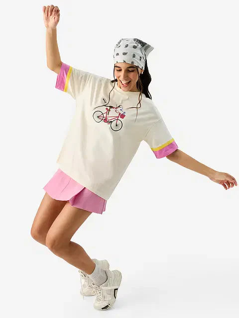 Wildly Happy Women Oversized T-Shirts