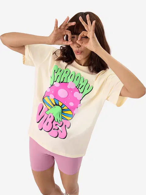 Shroomy Vibes Women Oversized T-Shirts