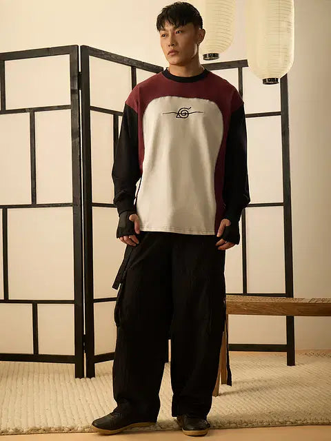 Naruto Shippuden Konoha Leaf Rogue Oversized Full Sleeve T-Shirts