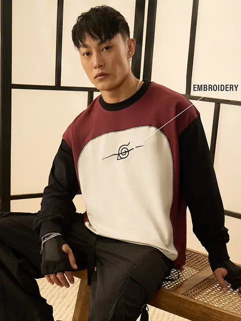 Naruto Shippuden Konoha Leaf Rogue Oversized Full Sleeve T-Shirts