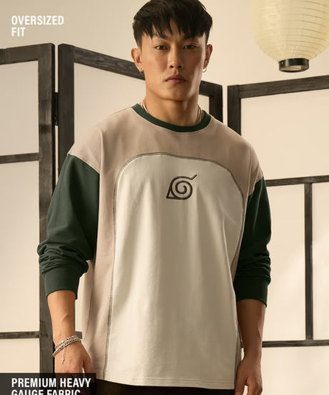 Naruto Shippuden Konoha Leaf Oversized Full Sleeve T-Shirts