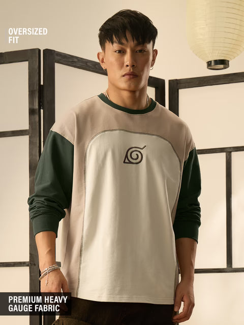 Naruto Shippuden Konoha Leaf Oversized Full Sleeve T-Shirts