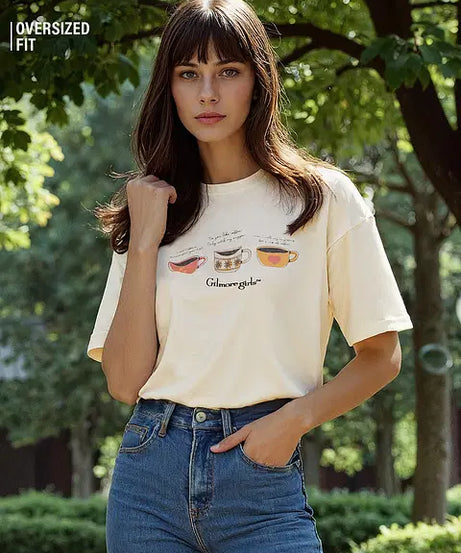 Coffee Cups Women Oversized T-Shirts