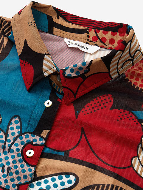 Mesh Mickey Mouse Abstract Women Boyfriend Shirts