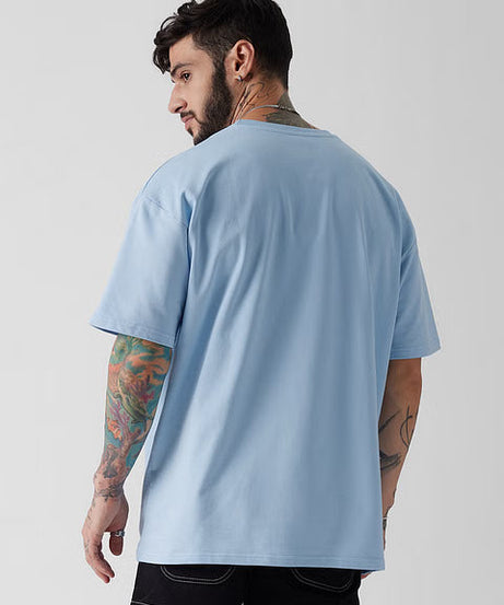 Solids Powder Blue Oversized T-Shirts