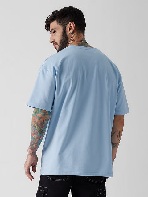 Solids Powder Blue Oversized T-Shirts