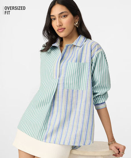 Stripe Siesta Women Boyfriend Shirts