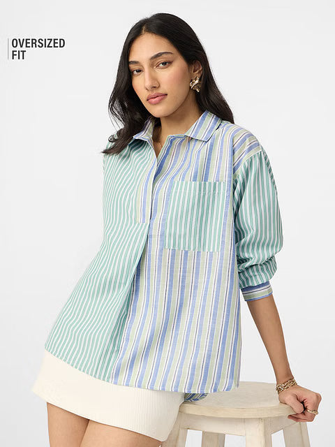 Stripe Siesta Women Boyfriend Shirts