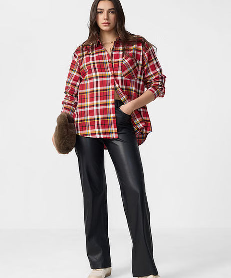 Plaid Shirt Phlox Women Boyfriend Shirts