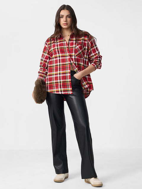 Plaid Shirt Phlox Women Boyfriend Shirts