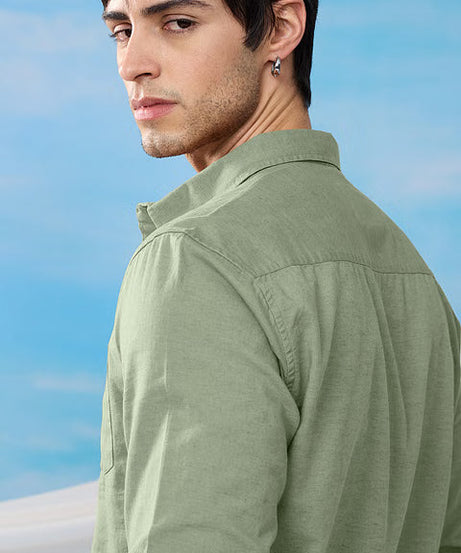 Light Green Cotton Linen Shirts