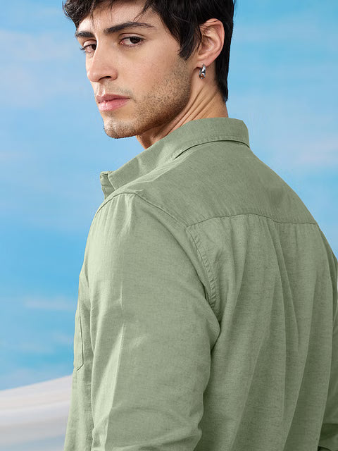 Light Green Cotton Linen Shirts