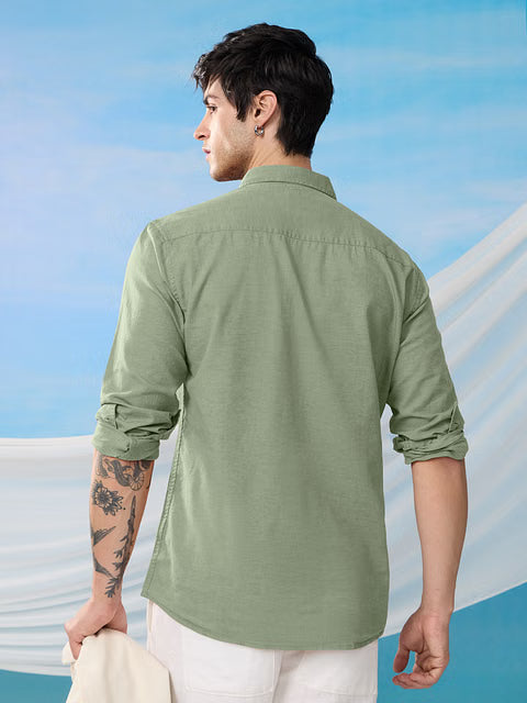 Light Green Cotton Linen Shirts