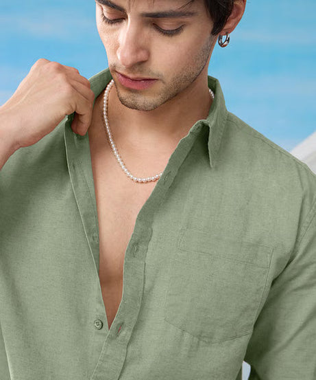 Light Green Cotton Linen Shirts