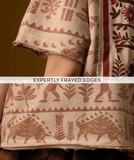 Nomad Indus Brown Women Oversized T-Shirts