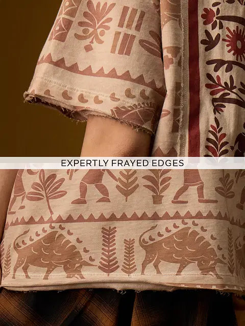 Nomad Indus Brown Women Oversized T-Shirts