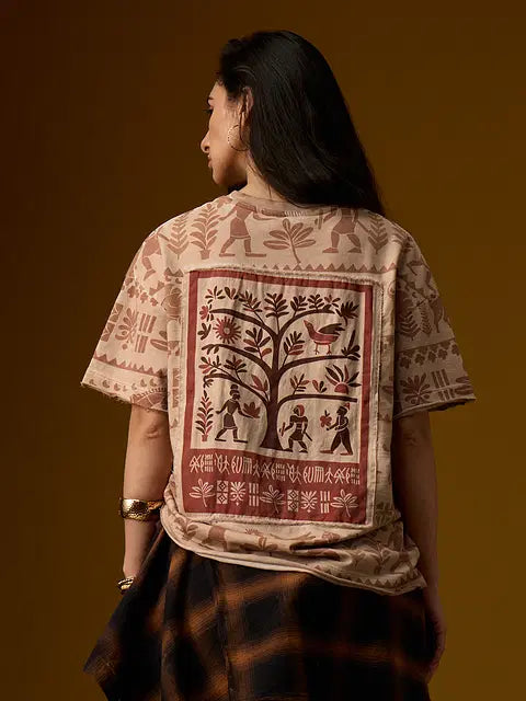 Nomad Indus Brown Women Oversized T-Shirts