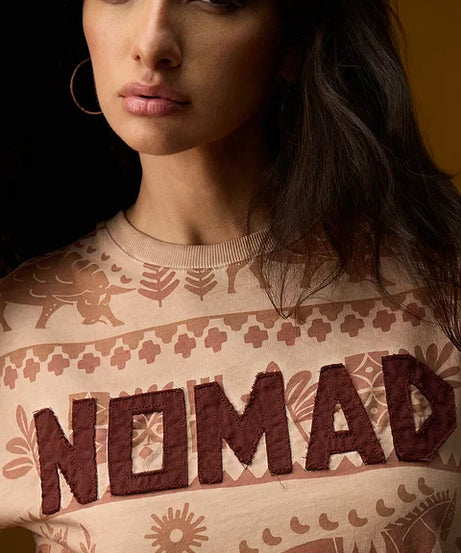 Nomad Indus Brown Women Oversized T-Shirts