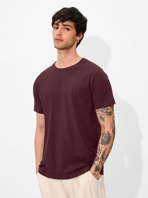 Solids Burgundy T-Shirts
