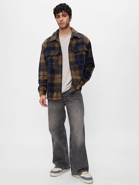 Plaid Mustard Men Shackets