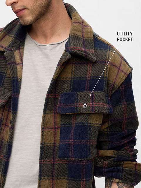 Plaid Mustard Men Shackets