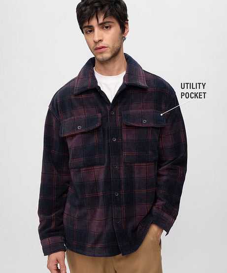 Plaid Sapphire Men Shackets