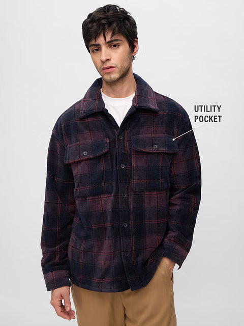 Plaid Sapphire Men Shackets