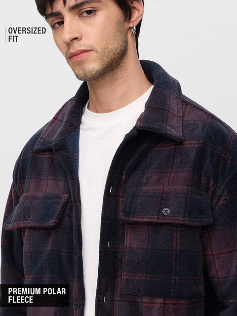 Plaid Sapphire Men Shackets