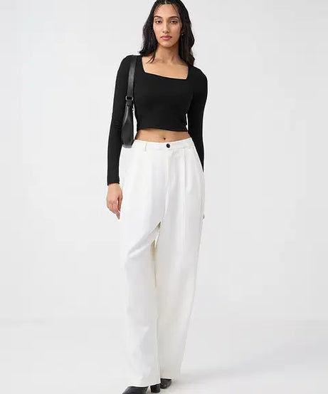 Ribbed Top Rich Black Women Cropped Tops