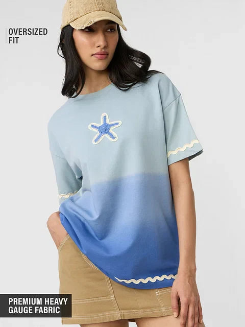 Ombre Sea Breeze Women Oversized T-Shirts