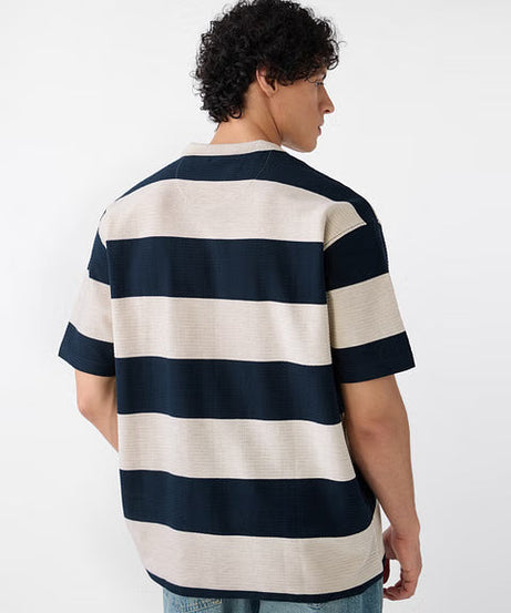 Textured Stripes Riviera Zipper Polos