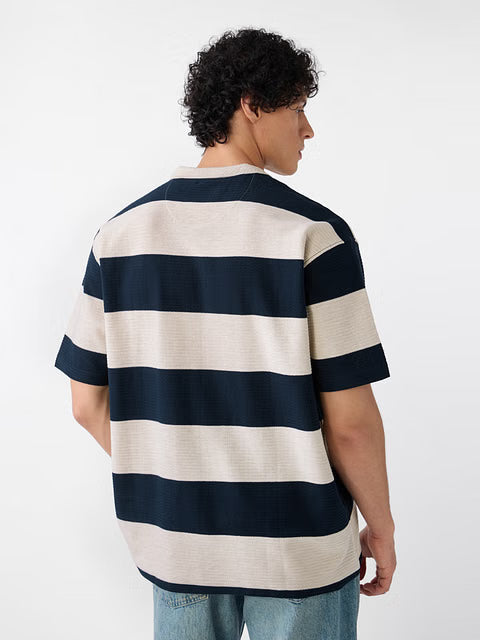 Textured Stripes Riviera Zipper Polos