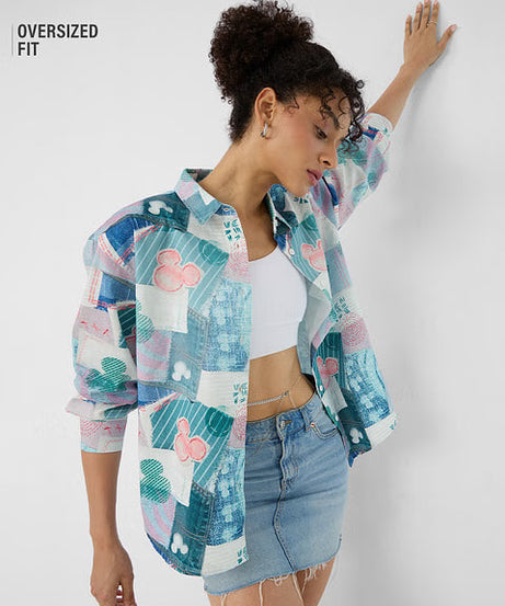 Mickey Mouse Toodles Women Boyfriend Shirts