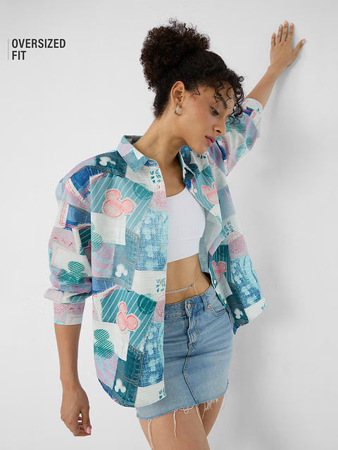 Mickey Mouse Toodles Women Boyfriend Shirts