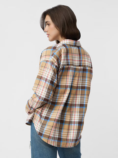 Plaid Maple Women Boyfriend Shirts